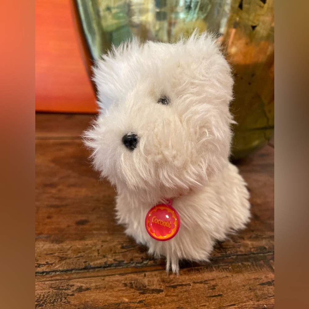 American Girl Coconut White Plush Dog with Collar and Tag
